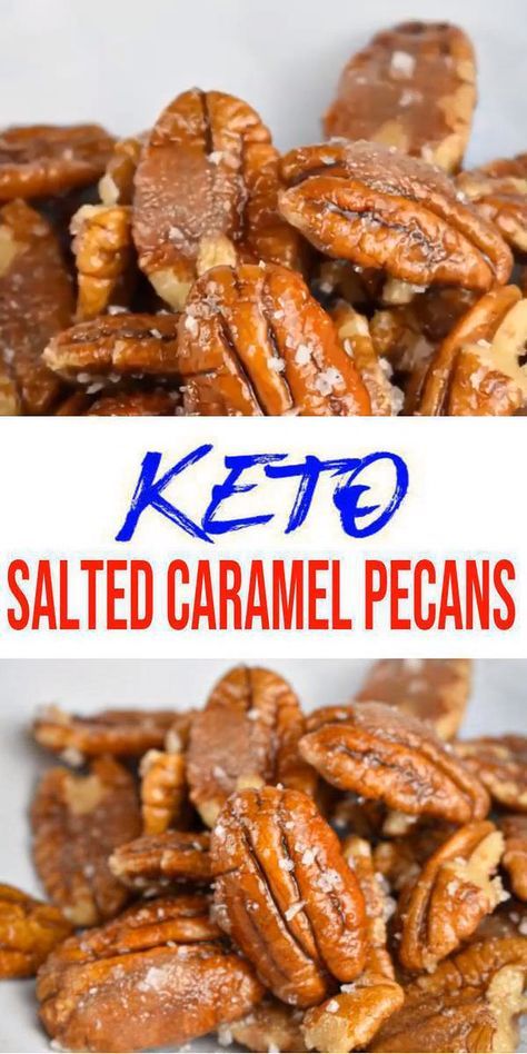 Keto Pecans Candied, Keto Pecans, Coated Pecans, Keto Salted Caramel, Pecan Recipes Easy, Pecan Recipe, Caramel Pecans, Postre Keto, Keto Candy