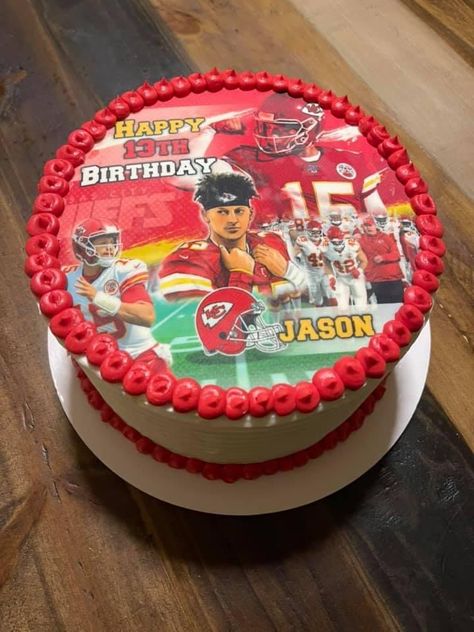 Mahomes Birthday Cake, Patrick Mahomes Birthday Cake, Patrick Mahomes Cake, Mahomes Cake, Football Birthday Cake, 8th Birthday Cake, Happy 19th Birthday, Birthday Cake Pictures, Football Cake