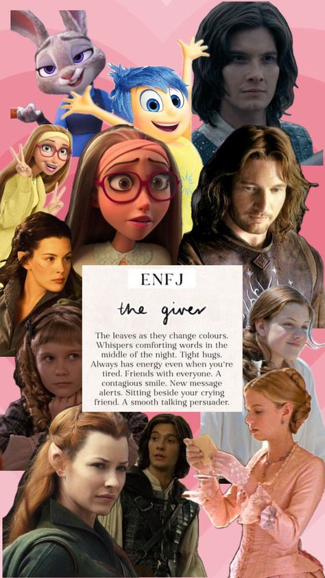 #enfj #characteraesthetic #character #judyhopps #joy #princecaspian #honeylemon #faramir #arwen #lucypevensie #amymarch #tauriel Personality Types Test, Enfj Personality, Enfj T, Enfp Personality, Enneagram 4, Intj Personality, Tight Hug, Healing Journaling, Mbti Relationships