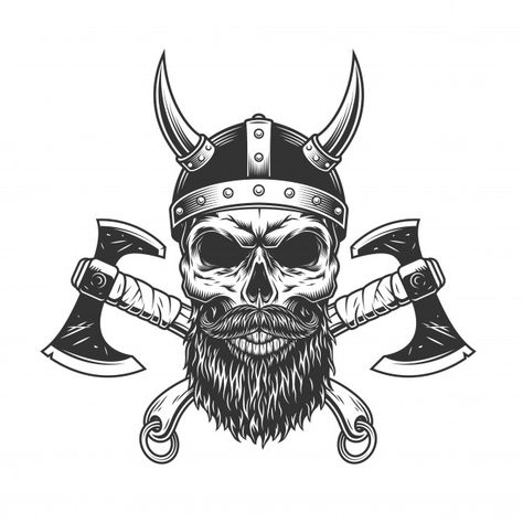 Cráneo vikingo con barba y bigote vintag... | Free Vector #Freepik #freevector #vintage Viking Apparel, Viking Vector, Bearded Skull, Viking Warrior Tattoos, Vintage Tshirt Design, Firefighter Art, Viking Skull, Etiquette Vintage, Viking Helmet