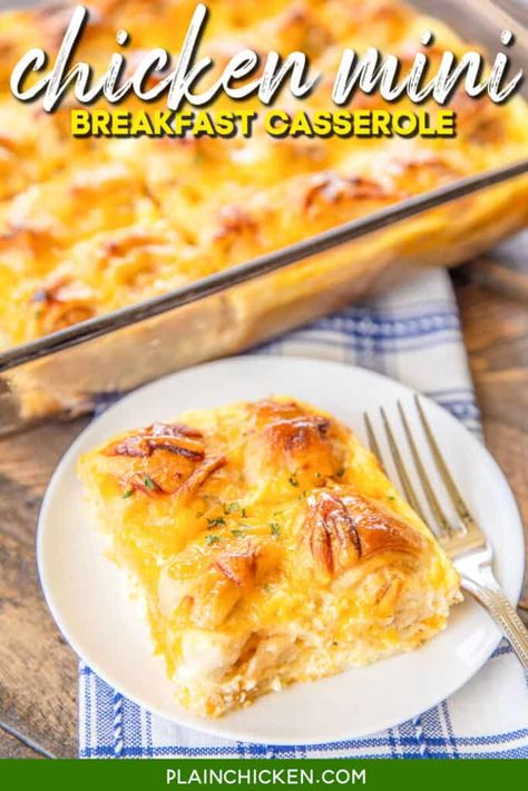 Mini Breakfast Casserole, Casserole With Hashbrowns, Breakfast Casserole With Hashbrowns, Frozen Popcorn, Fruit Salad With Pudding, Chicken Crescent, Easy Breakfast Casserole Recipes, Chicken Minis, Mini Breakfast