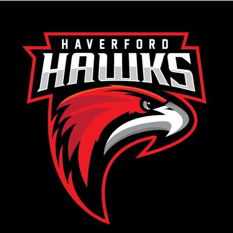 Haverford Hawks Hockey's logo designed by jk graphix Hawks Logo Design, Gaming Logo Design, Hawks Logo, Husky Logo, Rugby Logo, Hawk Logo, Sports Logo Inspiration, Basketball Logo, Eagle Mascot