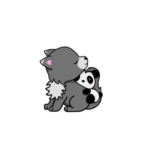 Wolf takes proudly care of panda and protects it.  Sticker Image - Free for private use Cute Wolf Drawings, Panda Painting, Wolf Wallpaper, Panda Art, Wolf Drawing, Wolf Love, Grey Wolf, Wolf Art, Cute Panda