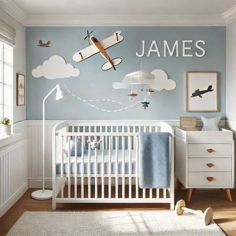 Jet Themed Nursery, Airplane Boy Nursery, Boy Nursery Airplane Theme, Travel Themed Nursery Neutral, Baby Boy Airplane Nursery, Aviation Nursery Theme, Aviation Nursery Boy, Nursery Airplane Theme, Plane Nursery Theme