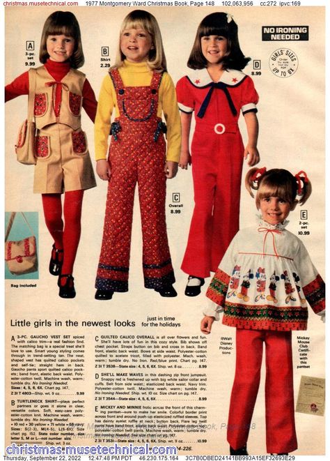 1977 Montgomery Ward Christmas Book, Page 148 - Catalogs & Wishbooks 40s Mode, Vintage Kids Fashion, Vintage Girls Clothes, 80s Clothes, 70s Clothes, Vintage Childrens Clothing, Vintage Kids Clothes, 1900s Fashion, Groovy 70s