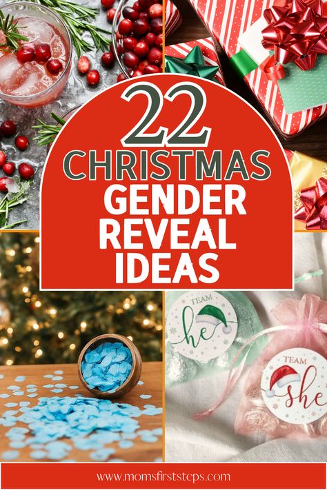 If you're planning a Christmas gender reveal, check out our list of 22 Christmas themed gender reveal ideas! Our list of gender reveal ideas will make your baby gender reveal extra special this holiday season. Perfect for those planning an in-person Christmas gender reveal or a baby gender reveal on social media. List includes Christmas gender reveal decorations, winter gender reveal ideas, Christmas baby announcement ideas, and more for your Christmas themed gender reveal. Gender Reveal Ornament Diy, Gender Christmas Reveal, Christmas Gender Reveal To Family, Christmas Gender Reveal Cake Ideas, Cute Ways To Announce Gender, Christmas Lights Gender Reveal, Christmas Light Gender Reveal, Peter Pan Gender Reveal, Gender Reveal Cake Christmas