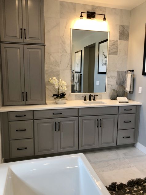 I love all the cabinets in this bathroom!  Learn more about these new homes by Taylor Morrison at Sterling Ranch in Littleton, CO. Taylor Morrison, Bad Inspiration, Master Bath Remodel, Bathroom Remodel Shower, Upstairs Bathrooms, Bathroom Update, Bathroom Redo, Shower Remodel, Bathroom Renos