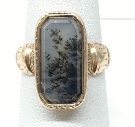 Gold Moss Agate Ring, Moss Agate Ring, Contemporary Ring, Dendritic Agate, Materials And Textures, Agate Ring, Bling Rings, Thrift Stores, Contemporary Jewellery