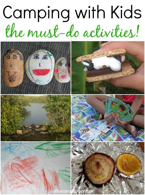 The Best Camping Activities for Kids to Do from Coffee Cups and Crayons #campKOA Things To Do Camping, Camping Meals For Kids, Easy Camping Hacks, Zelt Camping, Camping Activities For Kids, Camping Accesorios, Learn And Play, Activities For Children, Camping Games