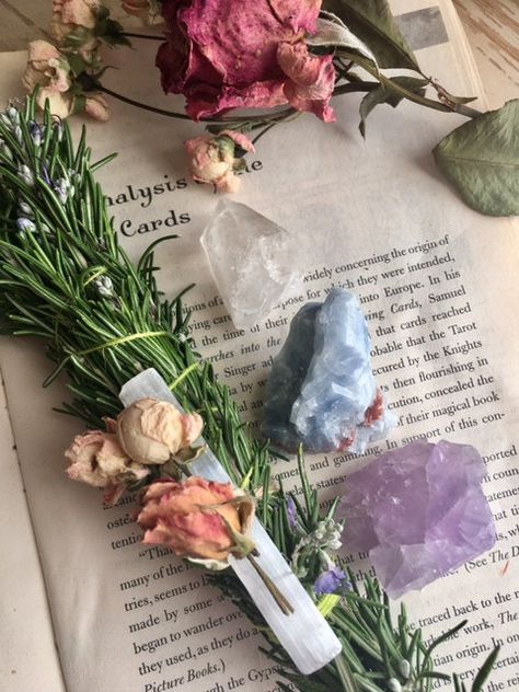 Cottage Witch, Magical Book, Something Wicked, White Witch, Beltane, Witch Aesthetic, Spring Break, Rosemary, Stones And Crystals