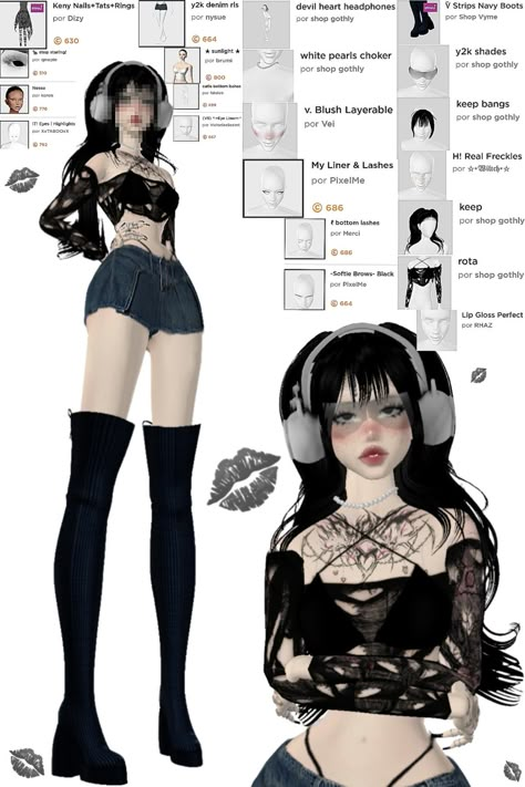 Imvu Emo Outfits, Imvu Y2k Outfits Ideas, Imvu Face Tutorial, Imvu Body Scales Ideas, Imvu Grunge Outfits, Imvu Avi Ideas Y2k, Imvu Body Scales, Imvu Aesthetic Outfits, Imvu Grunge