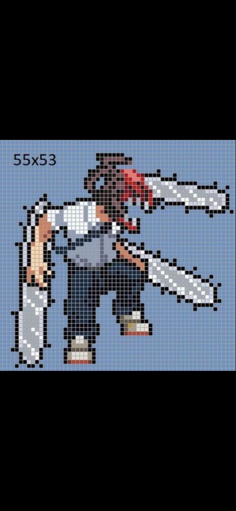 Chainsawman Perler Beads, Saiki K Pixel Art, Minecraft Grid Art, Chainsaw Man Perler Bead, Chainsaw Man Pixel Art, Pixel Building, Denji Chainsaw Man, Crochet Graphs, Pixel Art Grid