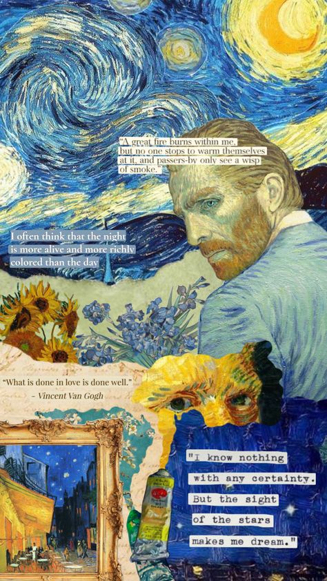 Vincent Van Gogh Wallpaper Iphone, Van Gogh Aesthetic, Vincent Van Gogh Quotes, Vincent Art, Van Gogh Wallpaper, Starry Night Wallpaper, Cute Aesthetic Wallpaper, Van Gogh Quotes, Vincent Willem Van Gogh