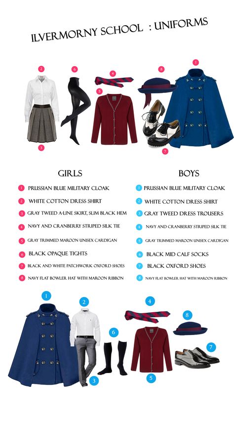 These are the uniforms for Ilvermorny, The colors for the uniforms are cranberry and blue, Blue was Isolt's favorite color, and since Cranberry pie is James's favorite food, Isolt made the secondary color cranberry. American Wizarding School, Cranberry Pie, Harry Potter Outfits, White Cotton Dress, Wizarding World Of Harry Potter, Harry Potter Universal, Harry Potter World, Harry Potter Fantastic Beasts, Harry Potter Fandom