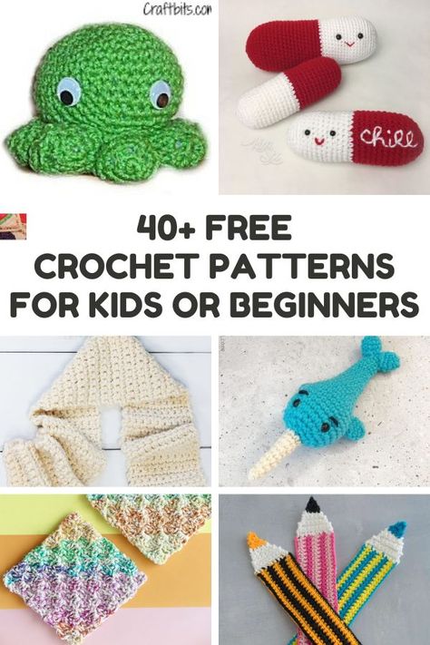 Browse this page for free crochet patterns for kids. These ideas for kids crochet will keep the young ones busy and off their electronics! Teach Kids To Crochet, Crochet Patterns For Kids To Make, Crochet Items For Kids, Easy Crochet Gifts For Kids, Easy Crochet For Kids, Crochet Ideas For Kids, Free Crochet Patterns For Kids, Crochet Patterns For Kids, Diy Crochet Gifts