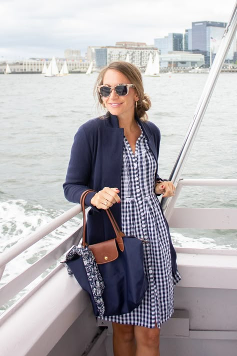 Gingham Dress Outfit, Gingham Outfit, Coast Outfit, Trip To Ireland, Blue Gingham Dress, Boston Fashion, Nautical Outfits, Preppy Spring, Southern Outfits