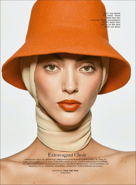 Neus Bermejo Harper’s Bazaar Thailand Julio Bárcena Beauty Editorial Bucket Hat Editorial, Bucket Hat Photoshoot Ideas, Vogue Beauty Editorial, Accessories 2000s, Editorial Accessories, 2000s Accessories, Hat Photography, Accessories Editorial, Fun Hats