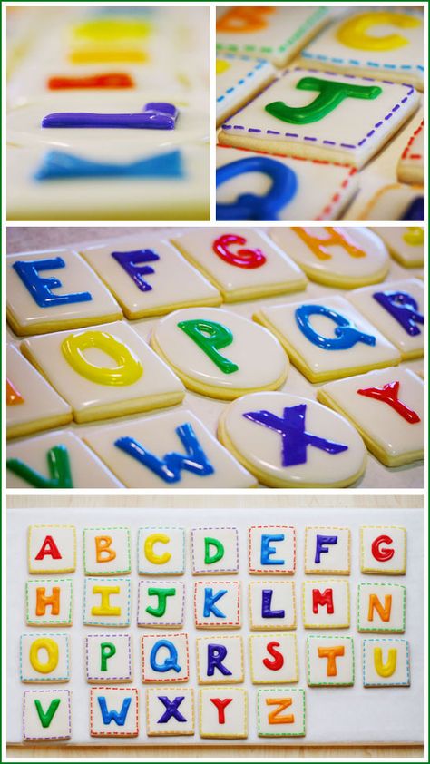 Abc And 123 Birthday Party Ideas, Alphabet Birthday Parties, Abc Birthday Parties, School Cakes, Abc Cookies, Back To School Cookies, Alphabet Party, Alphabet Birthday, School Cookies