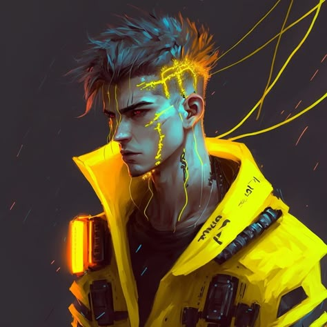 Japanese Cyberpunk Character Art, Cyberpunk Hair Men, Cyberpunk Guy Art, Cyberpunk Concept Art Character, Cyberpunk Oc Male, Cyberpunk Art Male, Male Cyberpunk, Cyberpunk Character Male, Cyberpunk Character Art Male