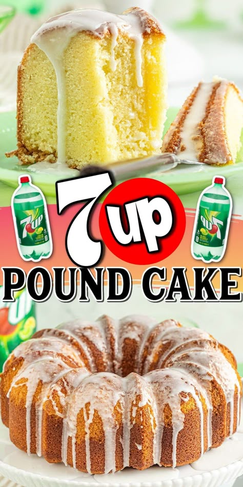 7-UP Cake 7up Pound Cake Recipe, Pound Cake Icing, 7up Cake Recipe, 7 Up Cake, Southern Pound Cake, 7up Pound Cake, Moist Pound Cake, Almond Pound Cakes, Princess Pinky Girl