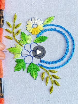 Rumal Design Flower, Round Flower Bouquet, Embroidery Basic Stitches, Cushion Cover Design, Basic Embroidery, Basic Stitches, Round Flower, A Video, Cover Design