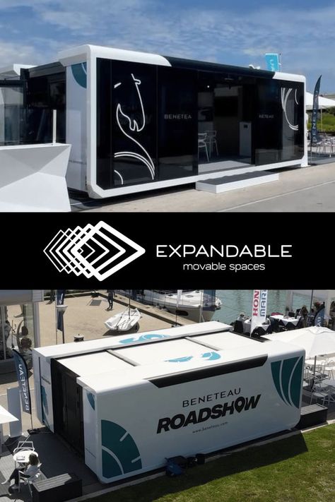 roadshow expandable container 25ft in expand stadium. Electric Car Concept, Cargo Trailer Conversion, Industrial Design Furniture, Car Wrap Design, Cargo Trailers, Success Tips, Driving School, Mobile Marketing, Thinking Outside The Box