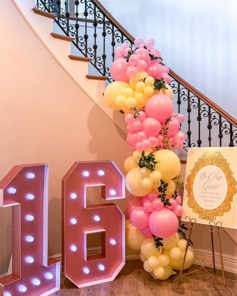 Pink And Yellow Brunch Decor, Pink And Yellow Tea Party, Yellow And Pink Birthday Theme, Yellow And Pink Party Decor, Pink Yellow Party Decor, Pink And Yellow Decorations, Yellow And Pink Birthday Decorations, Pink And Yellow Sweet 16, Yellow Theme Birthday Party