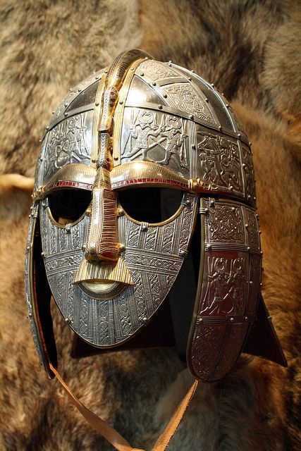 Ceremonial Mask of Sutton Hoo:  Sutton Hoo, near Woodbridge, in Suffolk, England is the site of two 6th- and early 7th-century cemeteries. One contained an undisturbed ship burial including a wealth of Anglo-Saxon artifacts of outstanding art-historical and archaeological significance, now held in the British Museum in London.  by Malcolm Bott Saxon History, Anglo Saxon History, Sutton Hoo, Ancient Artefacts, Suffolk England, The British Museum, English History, Anglo Saxon, British History