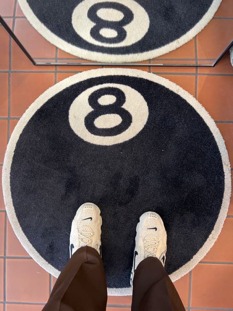 Subversive Room Decor, 8 Ball Rug Stussy, Non Fashion Wishlist Room, Stussy 8 Ball Rug, Stussy Aesthetic Room, Funky House Decor Minimalist, Stussy Interior, Cool Room Items, Stussy Carpet