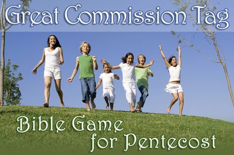 Bible Game for Pentecost: Great Commission Tag Pentecost Games For Kids, Pentecost Lesson For Kids, Bible Fishing Game, Pentecost For Children, Activities To Keep Kids Busy, Pentecost Messy Church, Camp Hope, The Great Commission, Group Games For Kids