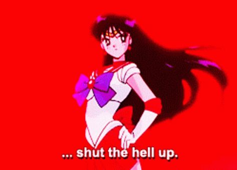 Sailor Moon Sailor Mars GIF - Sailor Moon Sailor Mars Shut The Hell Up - Discover & Share GIFs Sailor Mars Gif, Emmy Aesthetic, Stephanie Sheh, Mars Gif, Sailor Moon Mars, Candy People, Sailor Moon Gif, Moon Gif, Aesthetic Rainbow