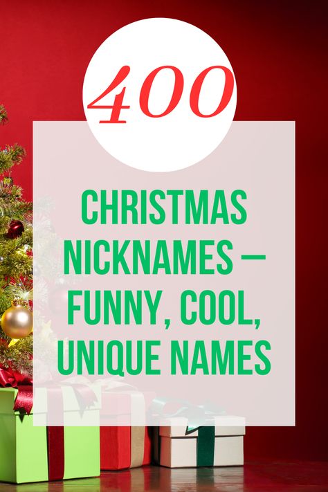 Spice up the holiday season with our list of over 400 Christmas nicknames! 🎄✨ Whether you're seeking something funny, cool, or uniquely festive, we got you covered. Perfect for personalizing holiday greetings, naming your Christmas party characters, or just adding a touch of festive fun to your convos. From whimsical & witty to charming & unique, find a nickname that captures the spirit of the season. #ChristmasNicknames #FestiveFun 🎅🌟 Click to find the perfect Christmas-themed name!