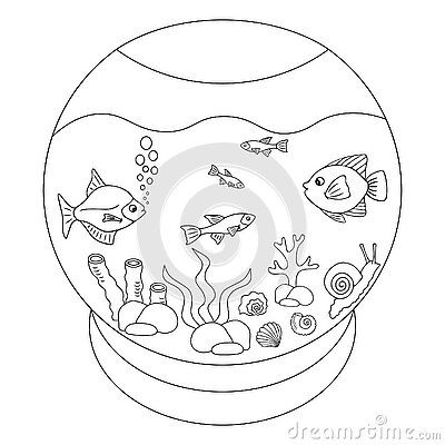 Aquarium Sketch, Fish Tank Drawing, Aquarium Drawing, Fish Sketch, Glass Aquarium, Cute Fish, Aquatic Plants, Aquarium Fish, Sea Creatures