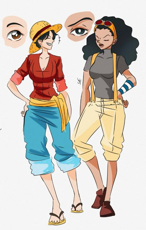 Luffy Genderbend | One Piece Genderbend Usopp Genderbend, One Piece Gender Swap, One Piece Outfits Anime, Luffy Female Cosplay, Luffy Cosplay Female, Fem Usopp, Female Usopp, Luffy Genderbend, One Piece Cosplay Luffy