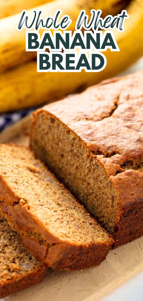 A close up view of a loaf of banana bread that has been sliced into. Greek Yogurt Banana Bread, Yogurt Banana Bread, Whole Wheat Banana Bread, Yogurt Banana, Muffin Bread, Savory Bread, Healthy Banana Bread, Make Banana Bread, Baked Goodies