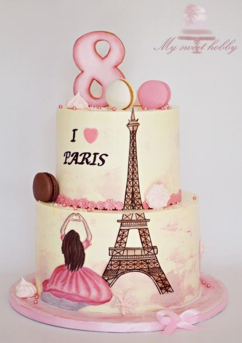 Paris Cake Ideas, Paris Birthday Cakes, Travel Cakes, Barbie Paris, Paris Birthday Theme, Poker Cake, Paris Cake, Cake Paris, Paris Themed Birthday Party