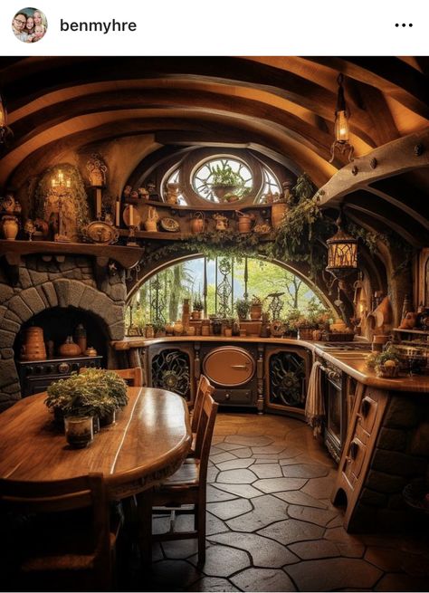 Fairytale Cottage Kitchen, Fairytale House Interior, Fairytale Interior, Fairytale Cottage Interiors, Casa Do Hobbit, Magical Interior, Fantasy Kitchen, Hobbit Houses, Casa Hobbit