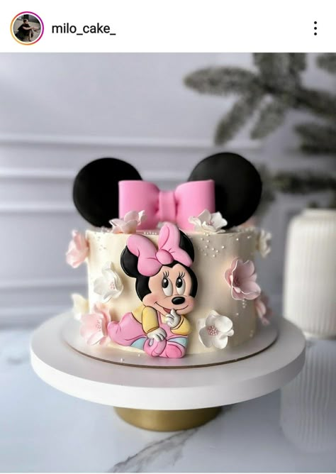 Tort Minnie Mouse, Half Birthday Cakes Girl, Minnie Mouse Birthday Theme, Half Birthday Cakes, Minnie Mouse Birthday Decorations, Minnie Mouse Birthday Cakes, Baby First Birthday Cake, Tiny Cakes, Minnie Birthday Party