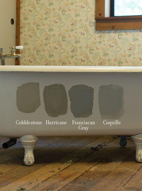 Vintage Clawfoot Tub Makeover + Tutorial with Maison Blanche Clawfoot Tub Chandelier, Victorian Clawfoot Tub, Antique Clawfoot Tub Bathroom, Bathroom With Cast Iron Tub, Clawfoot Tub Colors, Painting Clawfoot Bathtub, Painted Clawfoot Tub Ideas, Clawfoot Tub Paint Ideas, Paint Clawfoot Tub