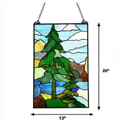 Landscape Widow Panel/ Suncatcher - On Sale - Bed Bath & Beyond - 37064537 L'art Du Vitrail, Stained Glass Patterns Free, Tiffany Stained Glass, Stained Glass Window Panel, Louis Comfort Tiffany, Tiffany Glass, Stained Glass Diy, Glass Butterfly, Stained Glass Panels