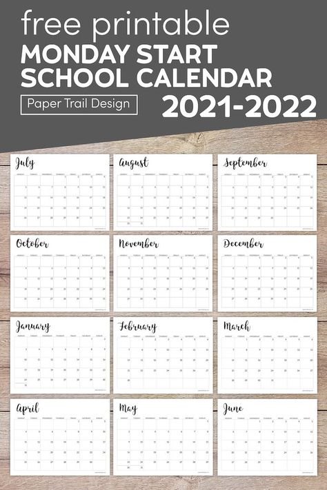 2021-2022 Monday start school calendar printable pages. Print these Monday start calendars to keep track of the school week. Daycare Templates, 2024 Calendar Printable Free, Back To School Coloring Pages, 2024 Calendar Printable, Printable Calendar Pages, Paper Trail Design, Free Printable Calendar Templates, Back To School Pictures, Printable School