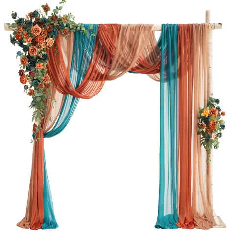 PRICES MAY VARY. ❥Pack of 5 including 1*large corner flower; 1*large tieback flower; 3*polyester drapes; 6*green zip ties (not include arch stand,candles,lanterns,petals) ❥Made of high-quality foam and silk artificial flowers, this arch flower rich colors and enduring beauty capture the essence of nature, making it a stunning addition to your wedding ❥Lings' large arch flowers are lifelike, creating a rich and memorable wedding ceremony decoration, leaving a lasting impression on newlyweds and g Sweetheart Table Flowers, Ceremony Arbor, Reception Backdrop, Burnt Orange Weddings, Arch Decoration, Wedding Arch Flowers, Cheap Flowers, Arch Flowers, Wedding Ceremony Backdrop