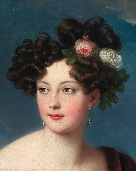 Pauline of Wurttemberg by Johan Nepomuk Ender, 1831. Victorian Makeup, Historical Hairstyles, 1830s Fashion, Victorian Paintings, Victorian Hairstyles, Old Portraits, Historical Painting, Painting Gallery, Old Paintings