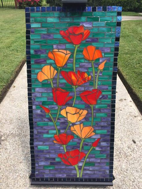 Poppy Mosaic, Mosaic Art Supplies, Landscape Mosaic, Mosaic Art Diy, Mosaic Garden Art, Mosaic Art Projects, Mosaic Tile Art, Glass Mosaic Art, Mosaic Backsplash