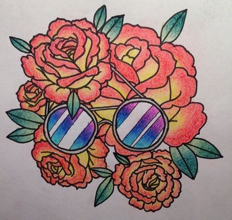 Rose Tinted Glasses, Alexis MacDougall on ArtStation at https://www.artstation.com/artwork/gWGem Rose Tinted Glasses, Glasses Tattoo, Summer Tattoo, Tinted Glasses, Flash Design, The Nerve, Tattoo Flash, Nerve, Flash Tattoo