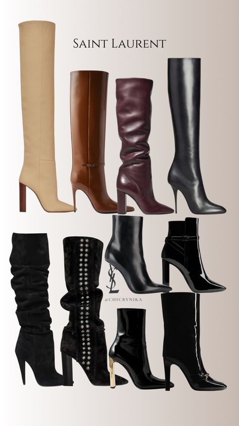 Boots and booties for fall Elegant Boots Outfit, Elegant Winter Shoes, Saint Laurent Boots, Winter Heels, Fashion Shoes Heels, Shoes Heels Classy, Chic Heels, Classy Shoes, Heels Classy