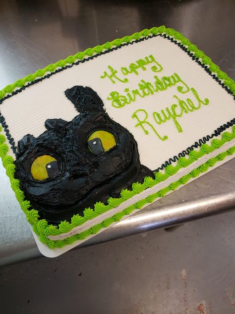 How To Train Your Dragon- Toothless How To Train Your Dragon Cookies, How To Train Your Dragon Birthday Cake, How To Train Your Dragon Cake, Toothless Cake, Milk Bucket, Dragon Toothless, Dragon Cakes, Rectangle Cake, Dragon Cookies