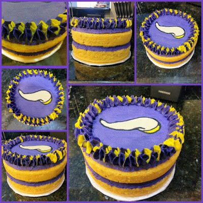 Vikings Football Cake, Minnesota Vikings Cake, Vikings Cake, Buttercream Transfer, Viking Birthday, Amaretto Cake, Dq Cakes, Black Frosting, Cheesecake Balls