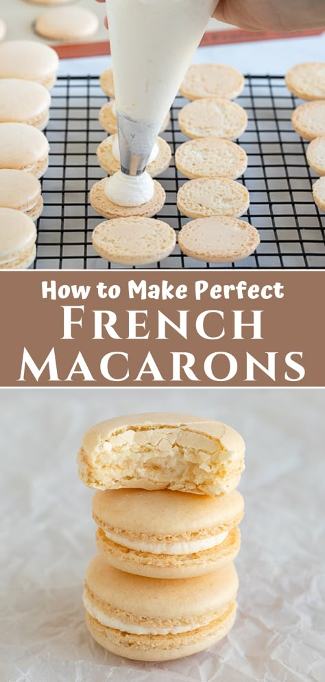 Easy French Macaron Recipe, Easy Macaron Recipe, Best Macaron Recipe, Macaroon Filling, French Macaron Recipe, Easy Macaroons Recipe, Easy Halloween Cookies Recipes, Macarons Recipe Easy, French Macaroon Recipes