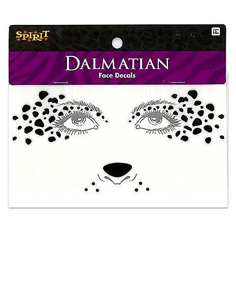 Dalmatian Dog Face Decal - Spirithalloween.com Dalmation Face Makeup, Dalmatian Face Makeup, Dalmatian Makeup Women, Dalmatian Face Paint, Dalmatian Costume Makeup, Dalmation Face Paint, Dalmation Makeup, Dalmatian Makeup, 100 Dalmatians